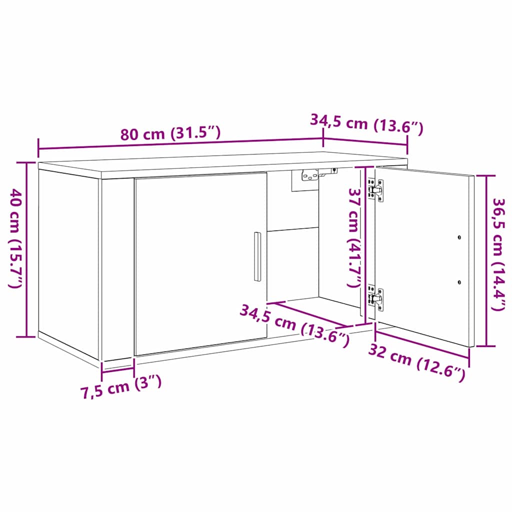 Wandtv-kast Set 3 pcs Zwart Eiken 80 x 34,5 x 40 cm is nu te koop bij PeponiXL, paradijselijk wonen!