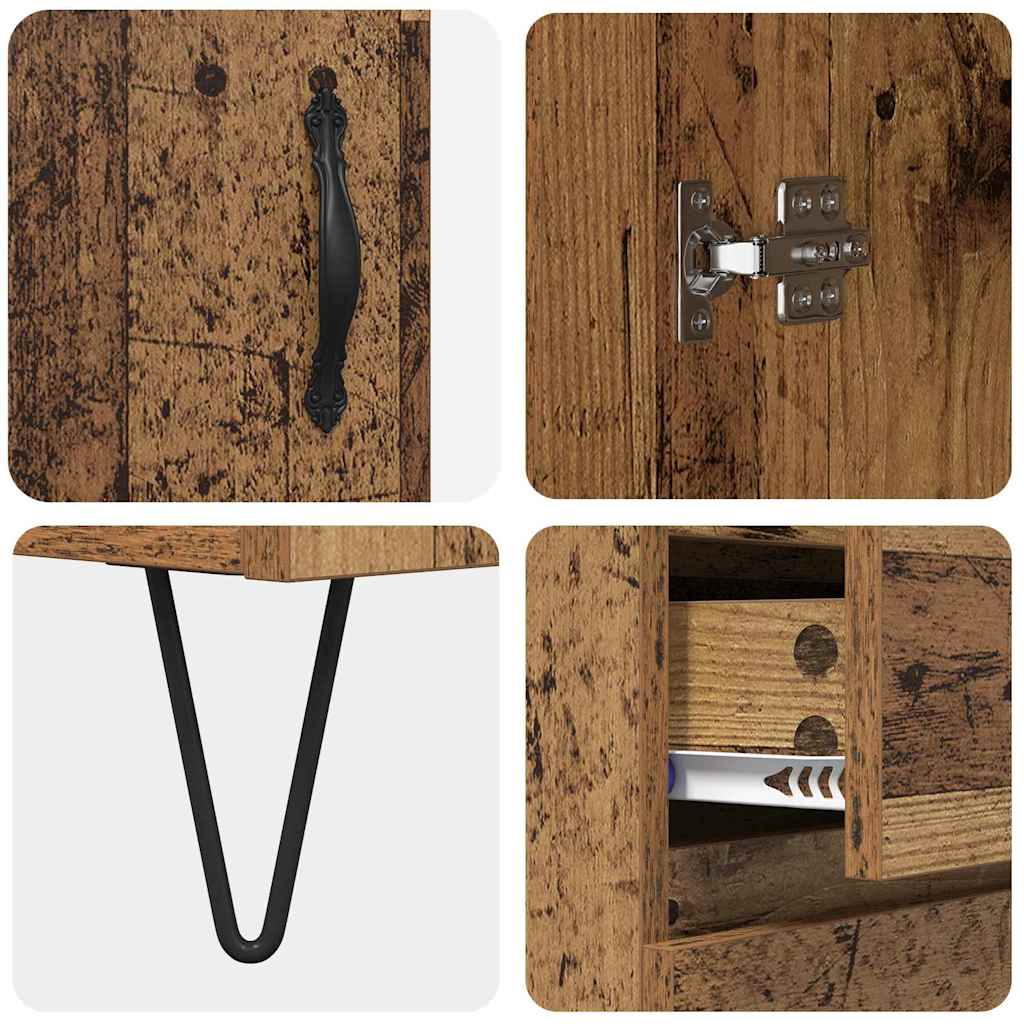 Hoge kast met lade 2 pcs Oudhout Bewerkt hout is nu te koop bij PeponiXL, paradijselijk wonen!