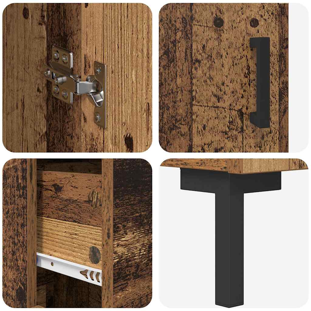 Hoge kast met lade 2 pcs Oud Hout Bewerkt hout is nu te koop bij PeponiXL, paradijselijk wonen!