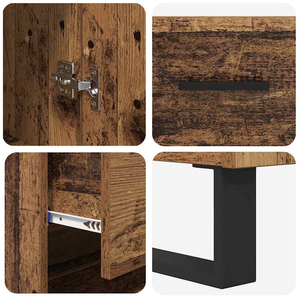 Hoge kast met lade 2 pcs Oudhout Bewerkt hout is nu te koop bij PeponiXL, paradijselijk wonen!