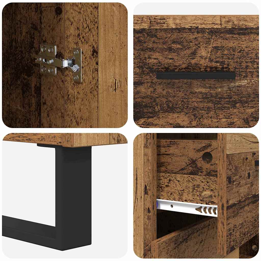 Hoge kast met lade 2 pcs Oud Hout Geengineerd Hout en Glas is nu te koop bij PeponiXL, paradijselijk wonen!