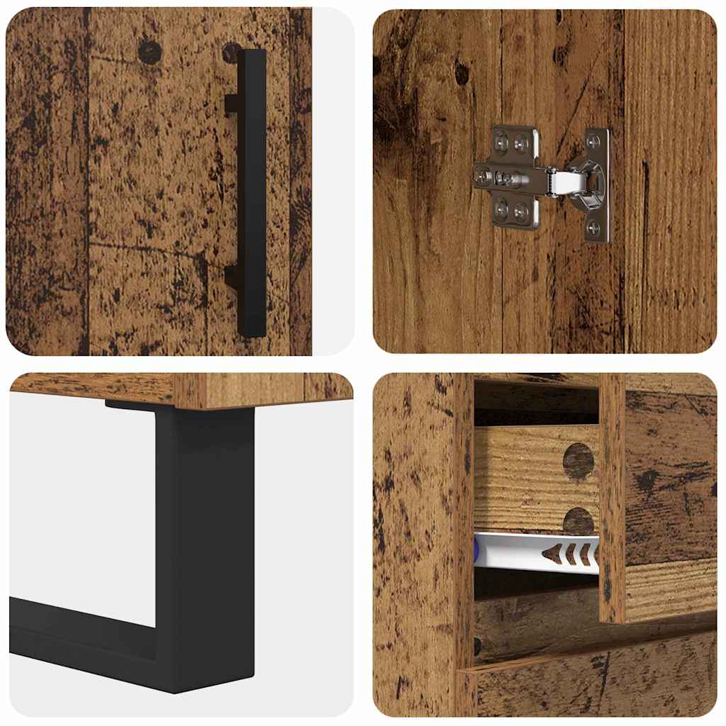 Hoge kast met lade 2 pcs Oud Hout 69,5 x 34 x 180 cm is nu te koop bij PeponiXL, paradijselijk wonen!