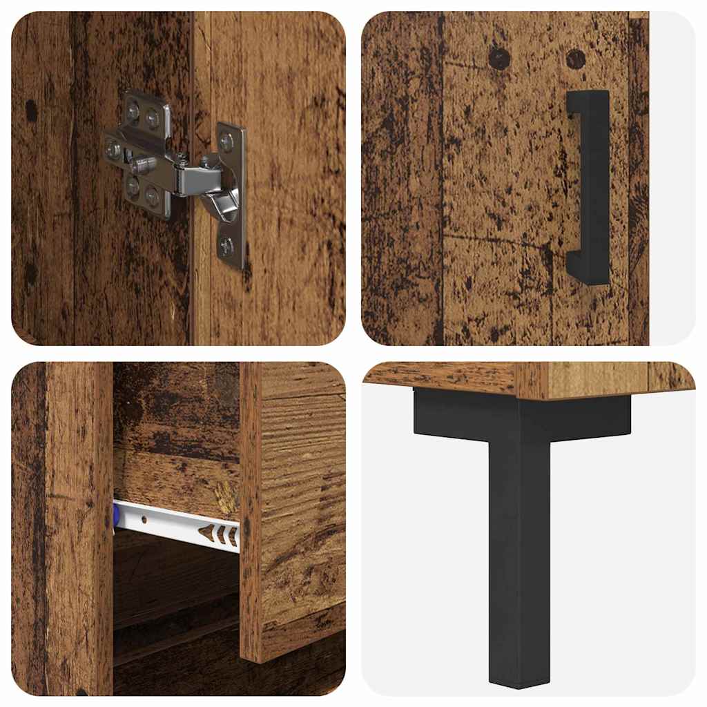 Hoge kast met lade 2 pcs Oudhout Bewerkt hout is nu te koop bij PeponiXL, paradijselijk wonen!