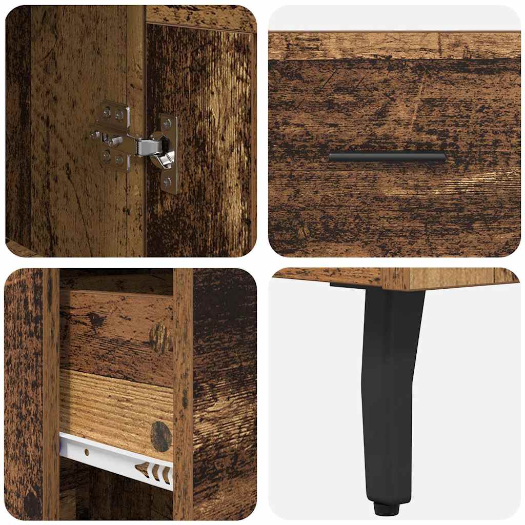 Highboard met lade Oud Hout 34,5 x 34 x 180 cm Bewerkt hout is nu te koop bij PeponiXL, paradijselijk wonen!