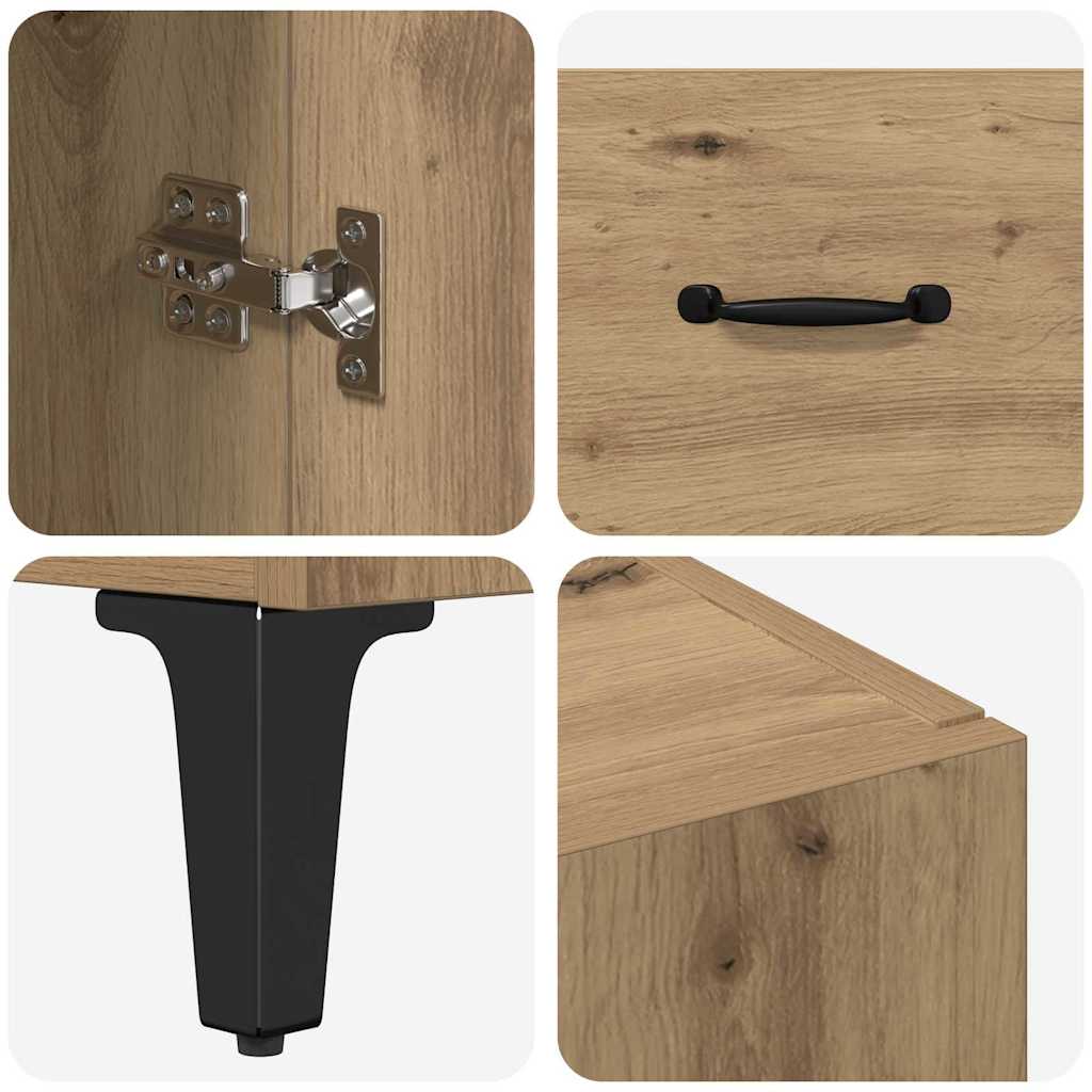 Highboard Artisan Eiken 69,5 x 34 x 180 cm Bewerkt hout is nu te koop bij PeponiXL, paradijselijk wonen!