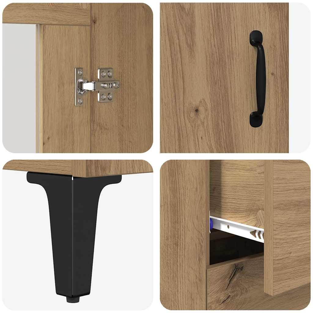 Hoge kast Artisan Eiken 69,5 x 34 x 180 cm Bewerkt hout is nu te koop bij PeponiXL, paradijselijk wonen!