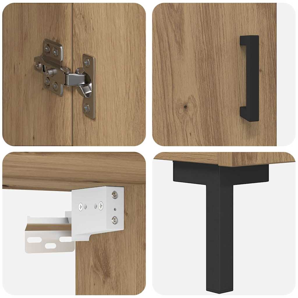 Hoge kast 2 pcs Artisan Eiken 69,5 x 34 x 180 cm Bewerkt hout is nu te koop bij PeponiXL, paradijselijk wonen!