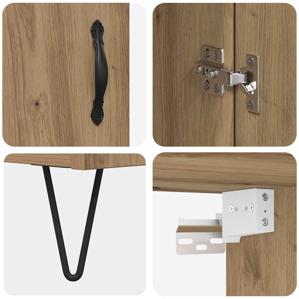 Hoge kast 2 pcs Artisan Eiken Geëngineerd hout en glas is nu te koop bij PeponiXL, paradijselijk wonen!