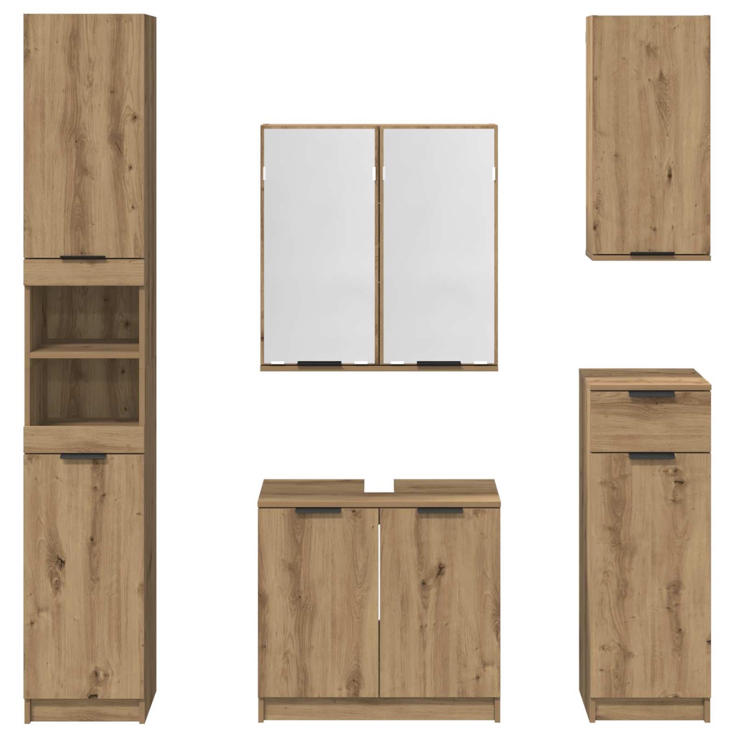 Badkamermeubelset 5 st Artisan Eiken 64,5 x 33,5 x 59 cm is nu te koop bij PeponiXL, paradijselijk wonen!