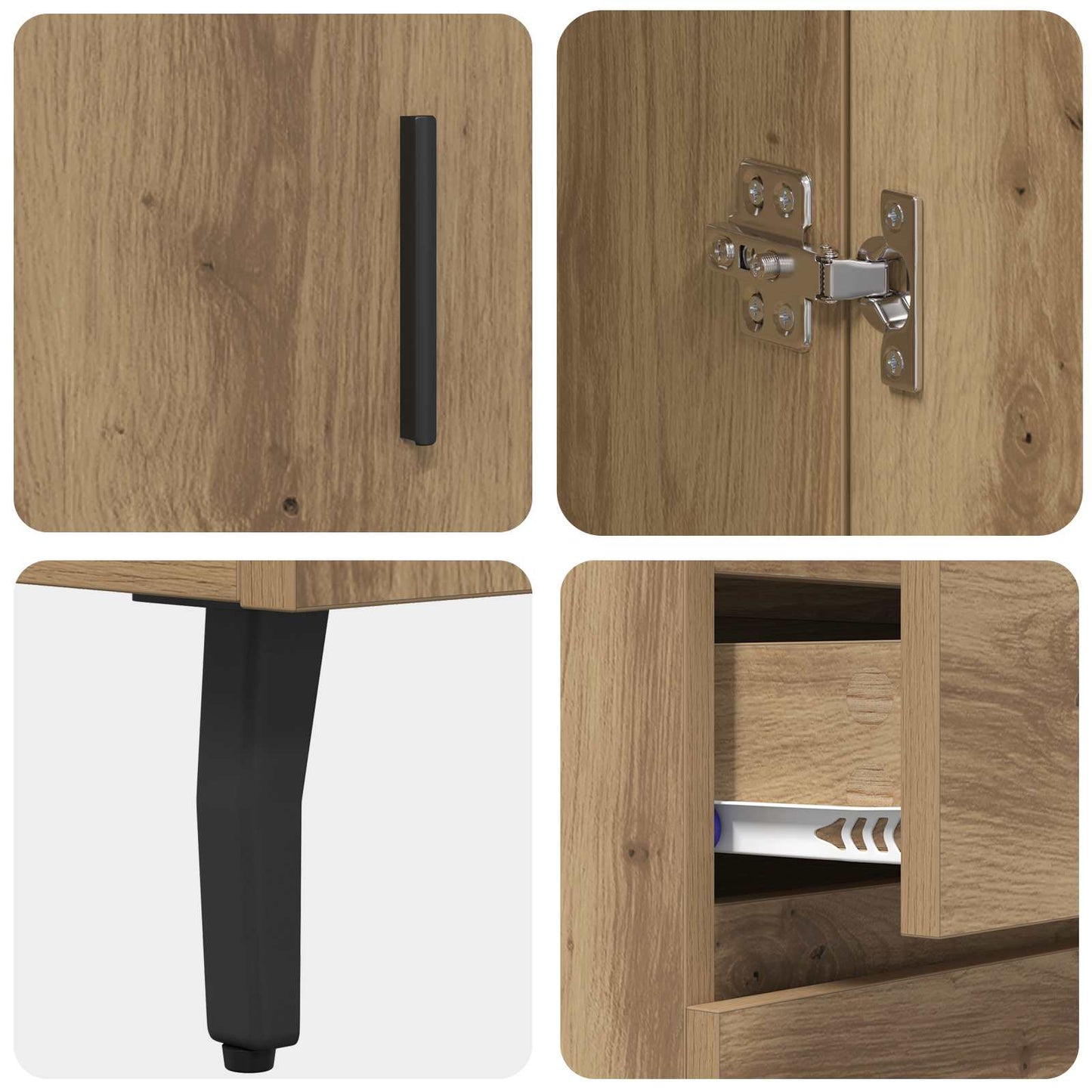 Hoge kast 2 pcs Artisan Eiken 69,5 x 34 x 180 cm Bewerkt hout is nu te koop bij PeponiXL, paradijselijk wonen!
