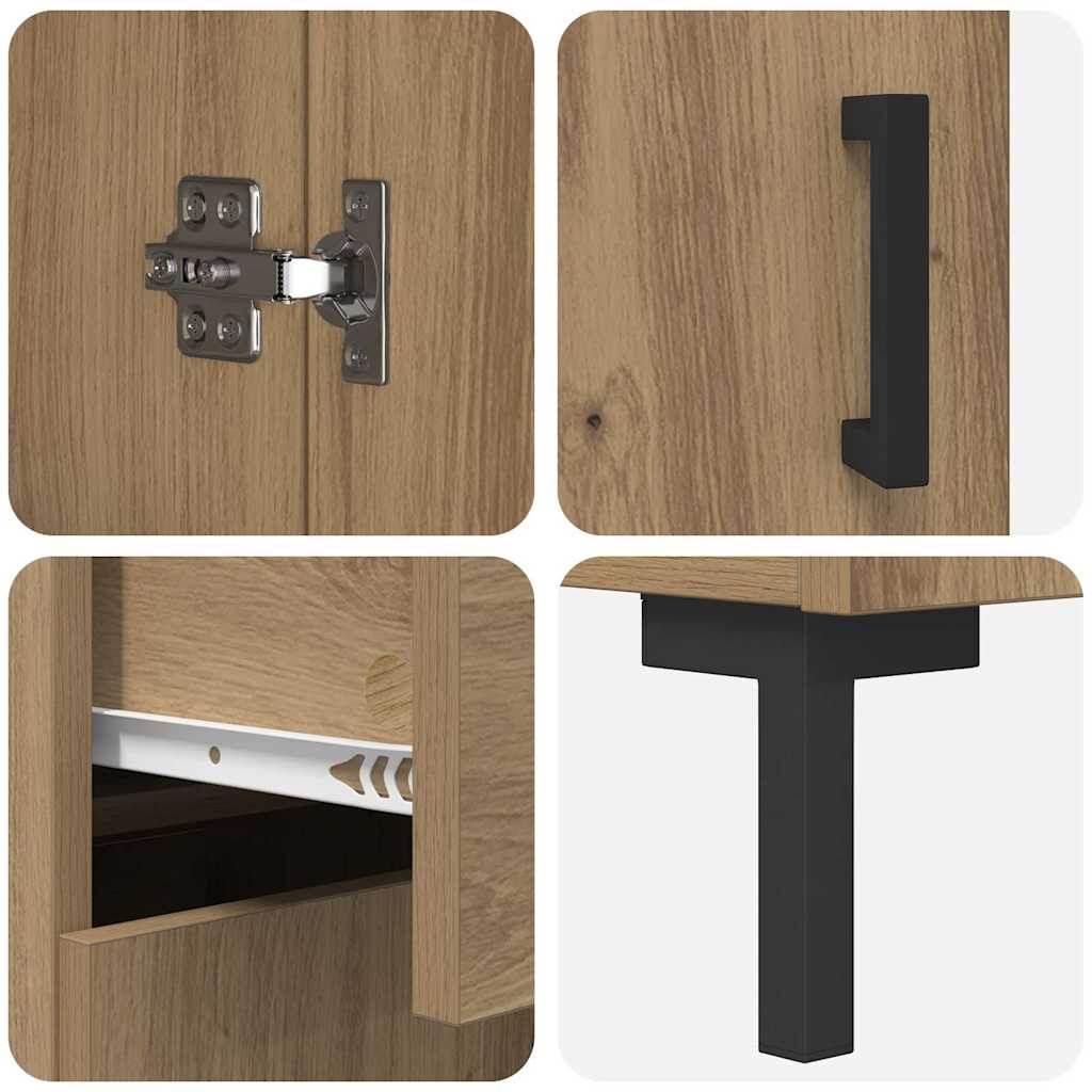 Hoge kast met lade 2 pcs Artisan Eiken Bewerkt hout is nu te koop bij PeponiXL, paradijselijk wonen!