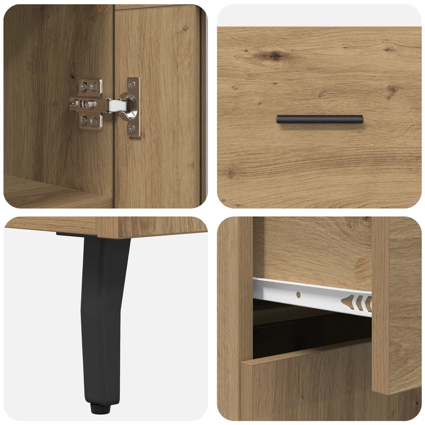 Hoge kast met lade 2 pcs Artisan Eiken Bewerkt hout is nu te koop bij PeponiXL, paradijselijk wonen!