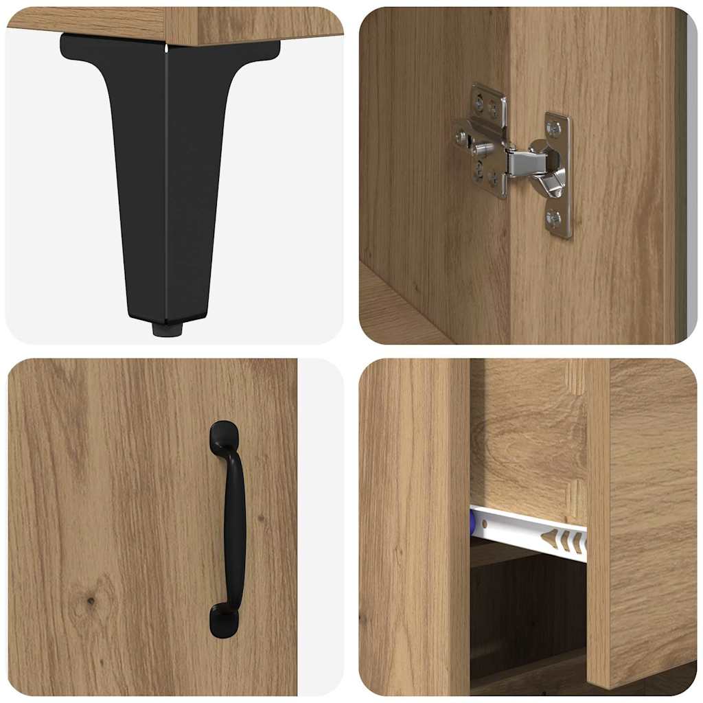 Highboard Artisan Eiken 69,5 x 34 x 180 cm Bewerkt hout is nu te koop bij PeponiXL, paradijselijk wonen!