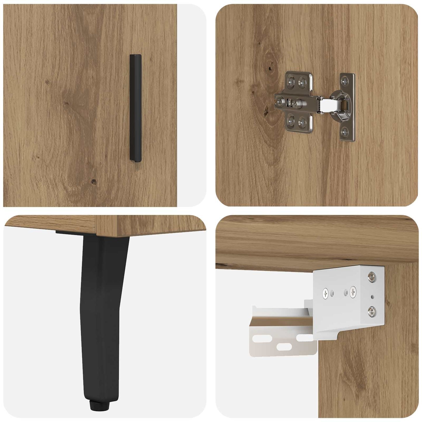Hoge kast 2 pcs Artisan Eiken 69,5 x 34 x 180 cm Bewerkt hout is nu te koop bij PeponiXL, paradijselijk wonen!