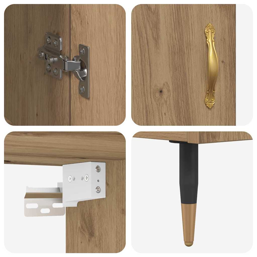 Highboard Artisan Eiken 69,5 x 34 x 180 cm Bewerkt hout is nu te koop bij PeponiXL, paradijselijk wonen!