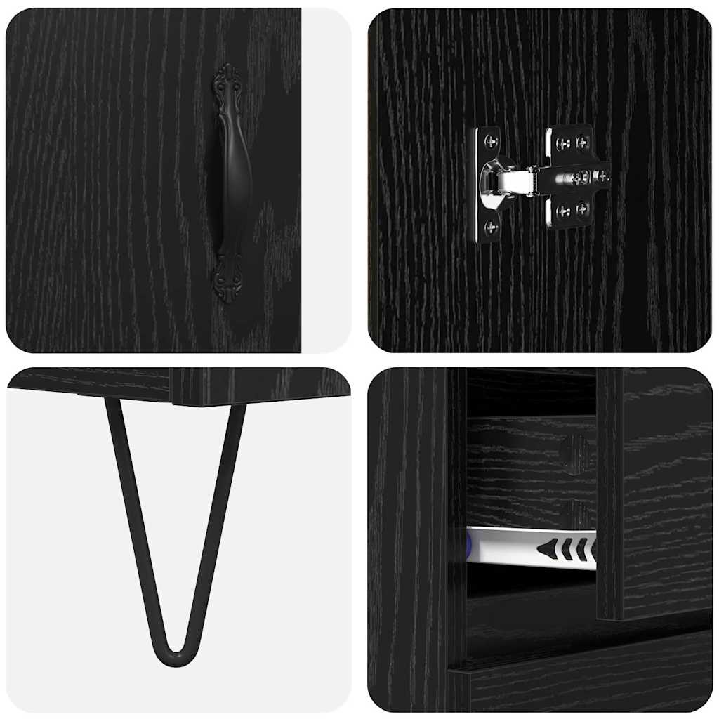 Hoge kast met lade 2 stuks Zwart Eiken Geëngineerd hout en glas is nu te koop bij PeponiXL, paradijselijk wonen!