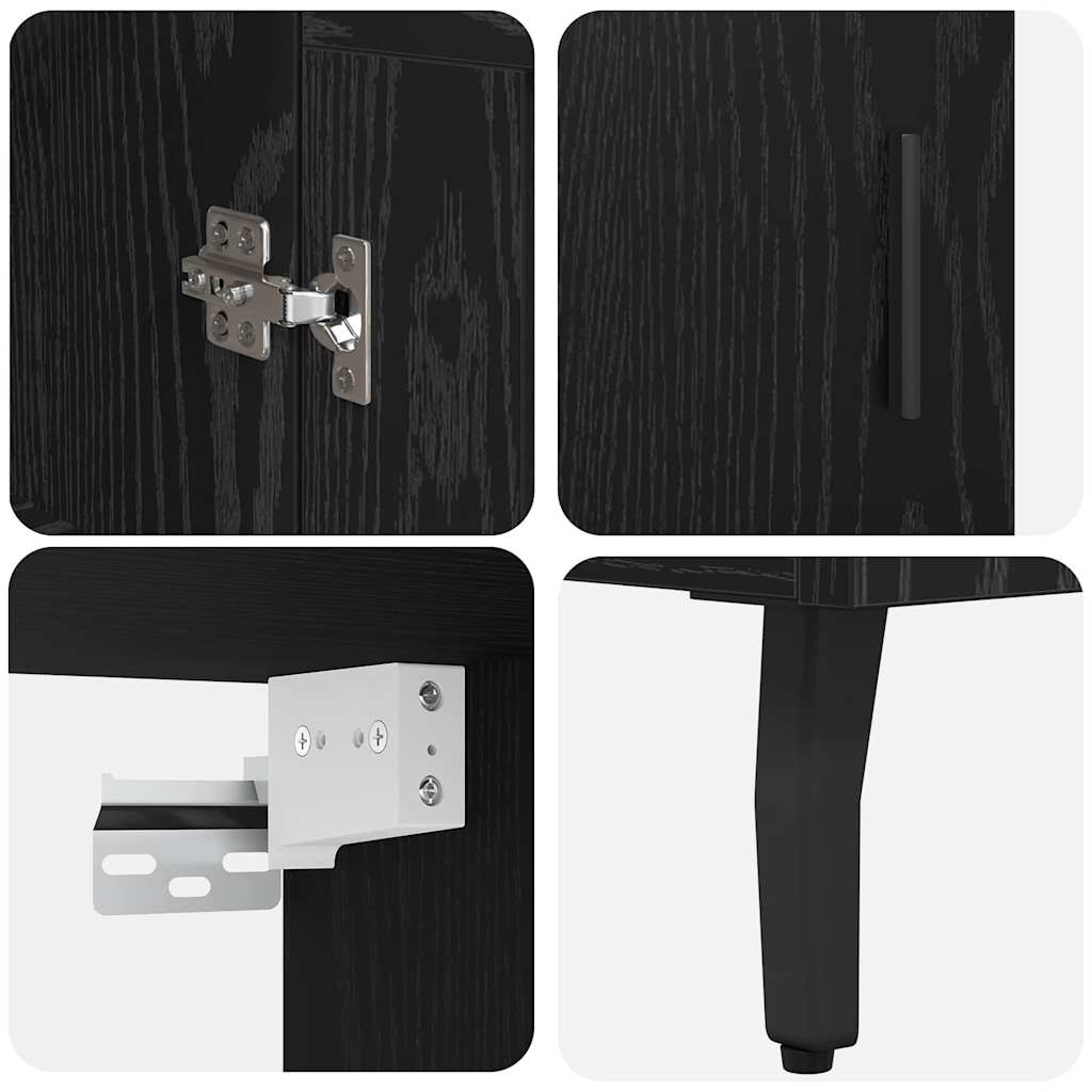Hoge kast 2 pcs Zwart Eiken Bewerkt hout is nu te koop bij PeponiXL, paradijselijk wonen!