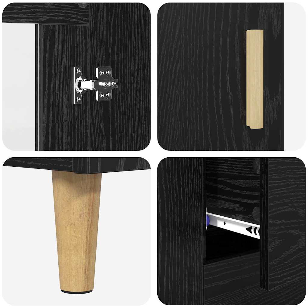 Hoge kast met lade Zwart Eiken 69,5 x 34 x 180 cm Bewerkt hout is nu te koop bij PeponiXL, paradijselijk wonen!