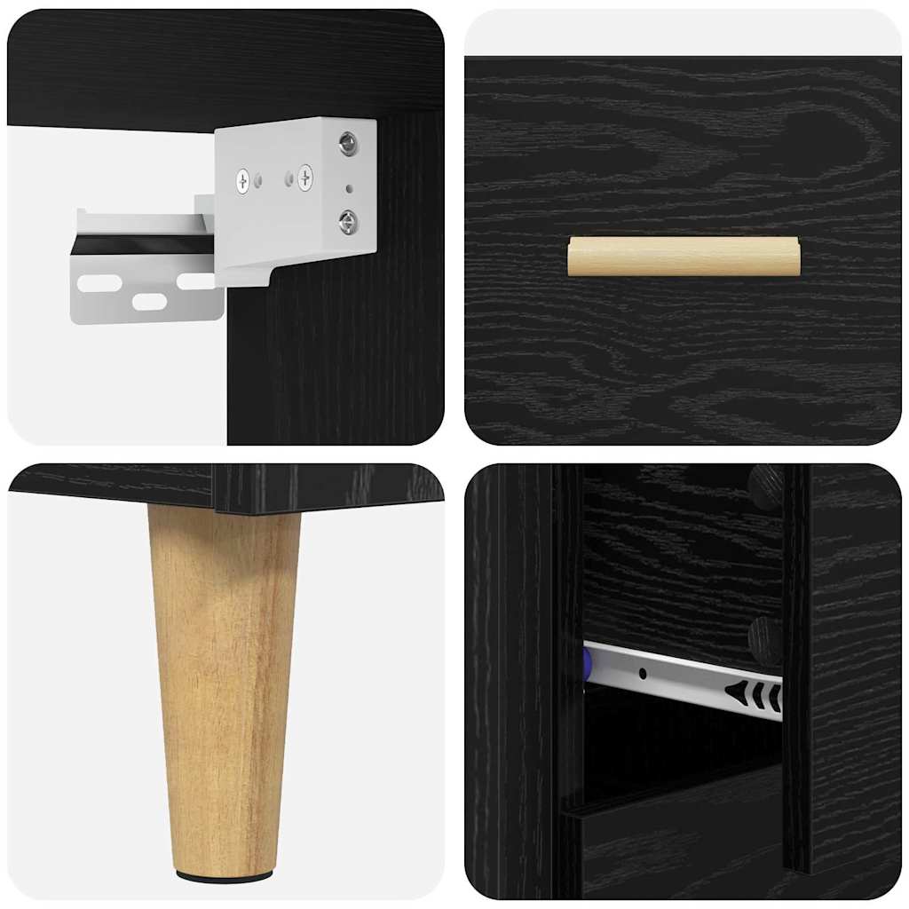 Hoge kast Zwart Eiken 69,5 x 32,5 x 180 cm Bewerkt hout is nu te koop bij PeponiXL, paradijselijk wonen!