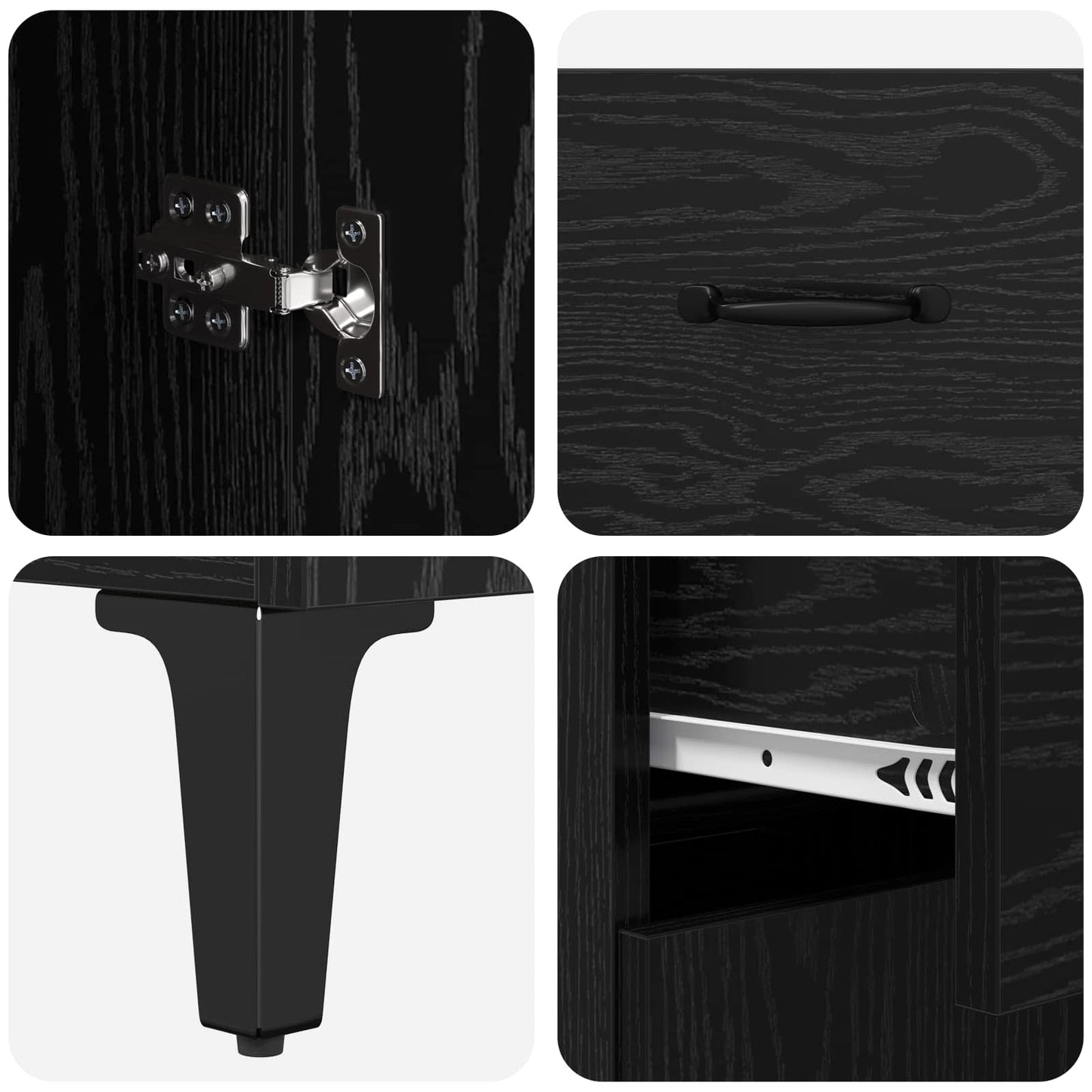 Highboard met lade Zwart Eiken 69,5 x 34 x 180 cm Bewerkt hout is nu te koop bij PeponiXL, paradijselijk wonen!