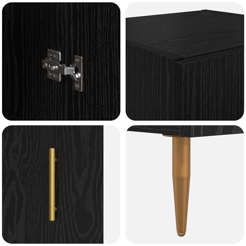 Hoge kast 2 pcs Zwart Eiken Glas is nu te koop bij PeponiXL, paradijselijk wonen!