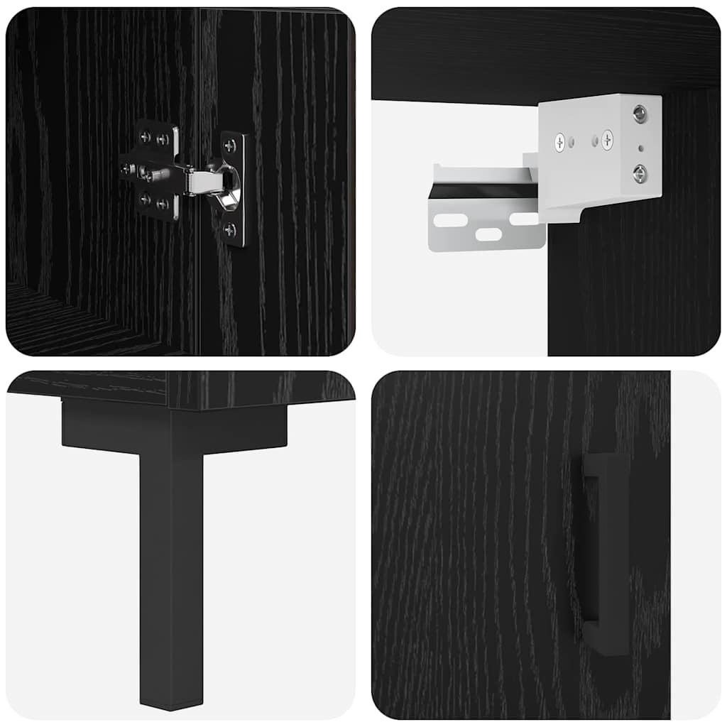 Hoge kast Zwart Eiken 34,5 x 34 x 180 cm Bewerkt hout is nu te koop bij PeponiXL, paradijselijk wonen!