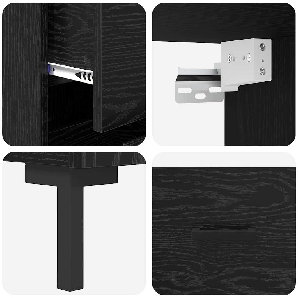 Hoge kast met lade Zwart Eiken 34,5 x 34 x 180 cm Bewerkt hout is nu te koop bij PeponiXL, paradijselijk wonen!