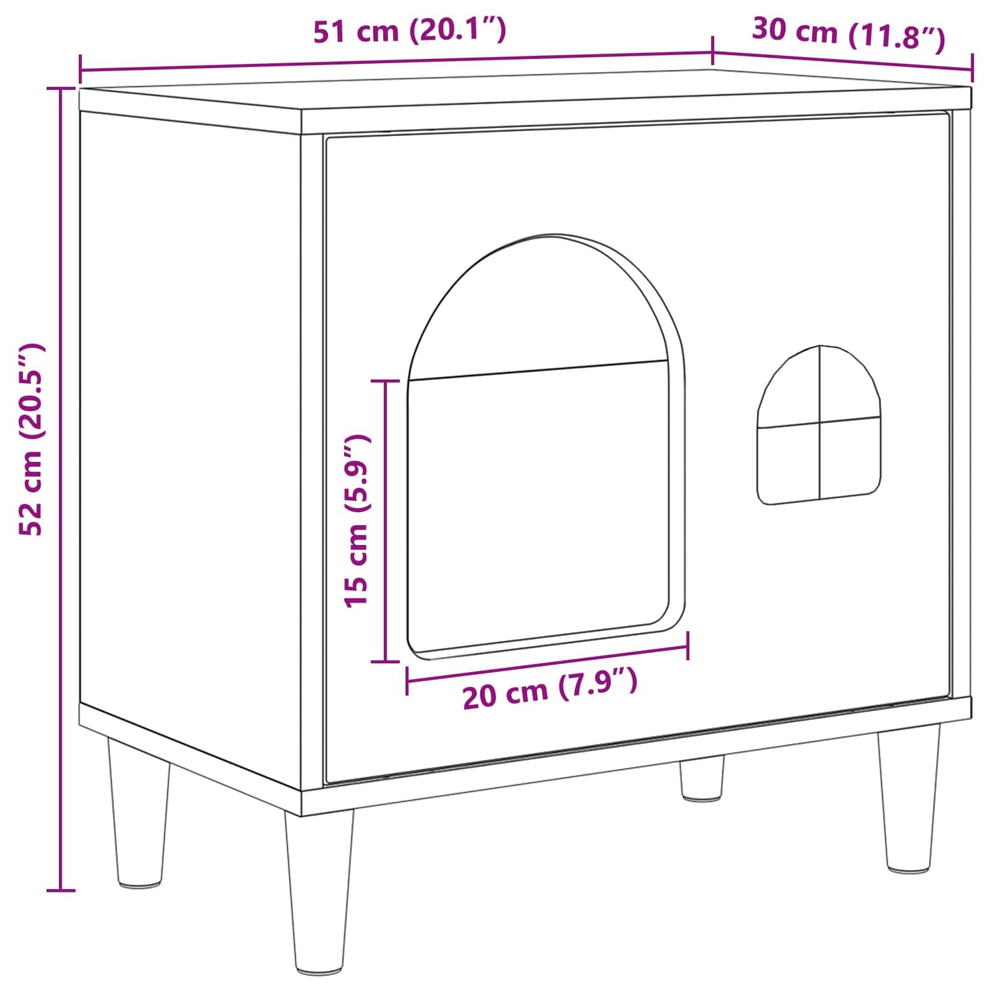 Kattenhuis Grijs Sonoma 51 x 30 x 52 cm Bewerkt hout is nu te koop bij PeponiXL, paradijselijk wonen!