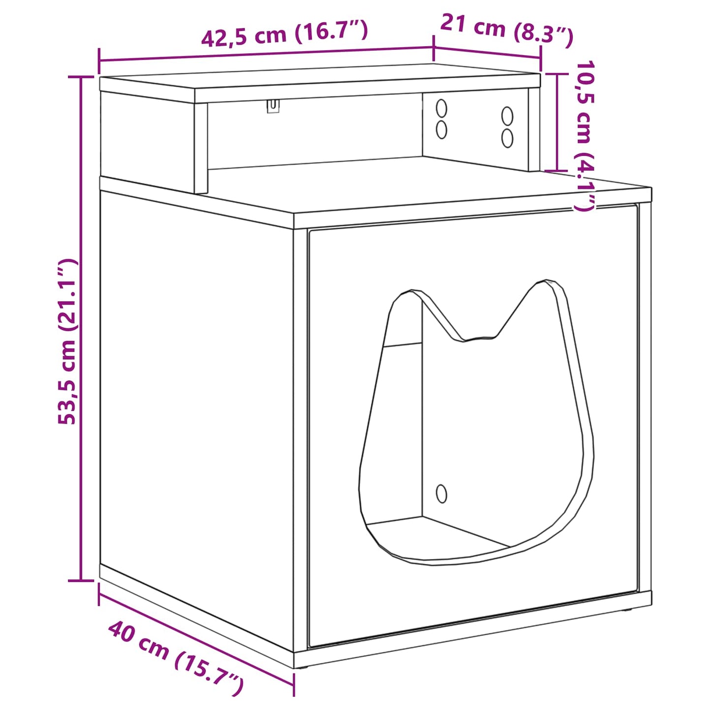 Kattenhuis Glanzend Wit 42,5 x 40 x 53,5 cm Bewerkt hout is nu te koop bij PeponiXL, paradijselijk wonen!