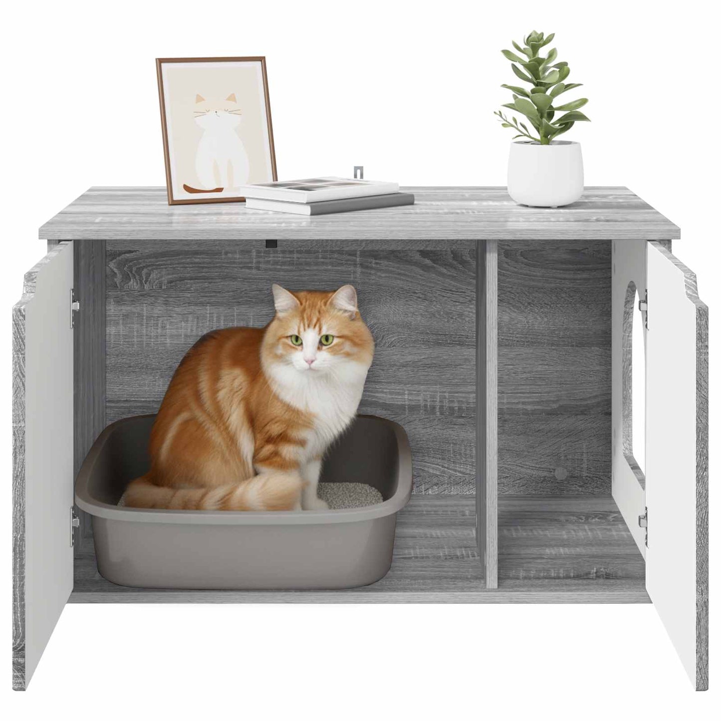 Kattenhuis Beton 85 x 55 x 50,5 cm Bewerkt hout is nu te koop bij PeponiXL, paradijselijk wonen!