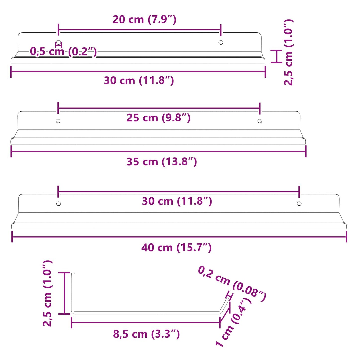 Drijvende plank 3 pcs Antraciet 40 x 9 x 2,5 cm Staal is nu te koop bij PeponiXL, paradijselijk wonen!