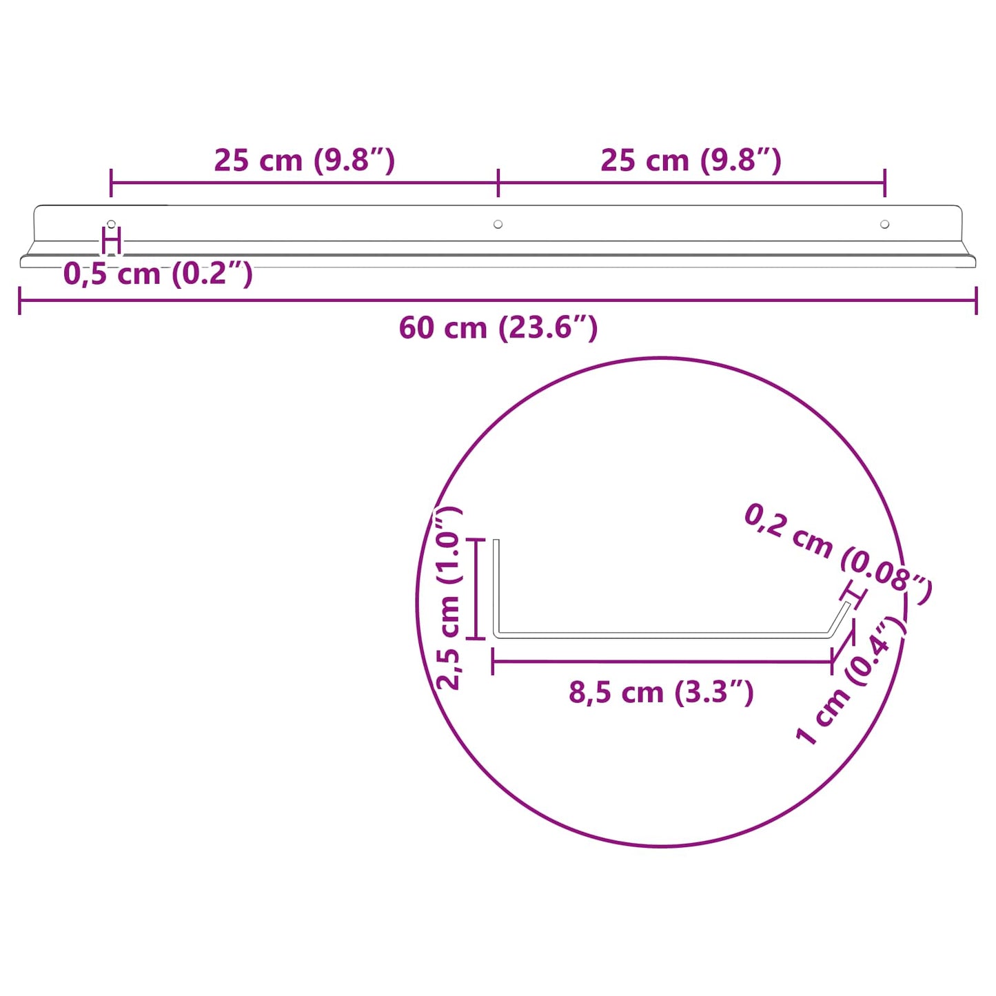 Drijvende plank 2 pcs Antraciet 60 x 8,5 x 2,5 cm Staal is nu te koop bij PeponiXL, paradijselijk wonen!