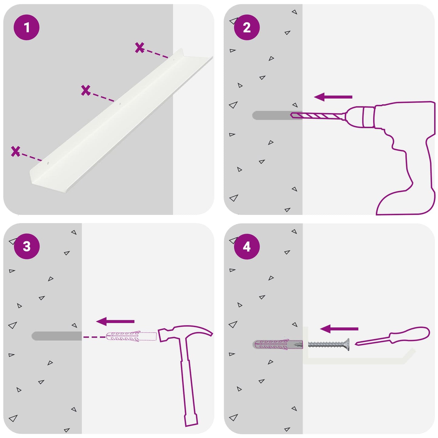 Drijvende plank Wandgemonteerd 4 pcs Wit 60 x 9 x 2,5 cm Staal is nu te koop bij PeponiXL, paradijselijk wonen!