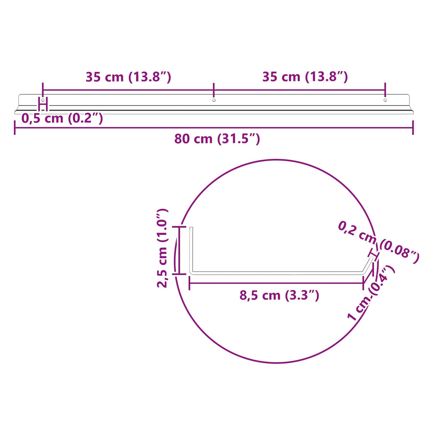 Drijvende plank Wandgemonteerd 2 pcs Roze 80 x 9 x 2,5 cm Staal is nu te koop bij PeponiXL, paradijselijk wonen!
