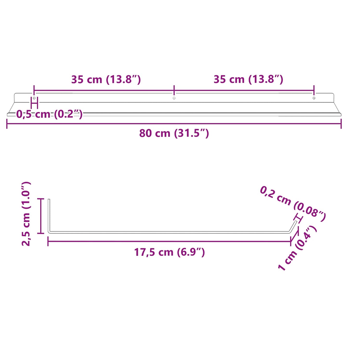 Drijvende plank 2 pcs Mosterdgeel 80 x 18 x 2,5 cm Staal is nu te koop bij PeponiXL, paradijselijk wonen!