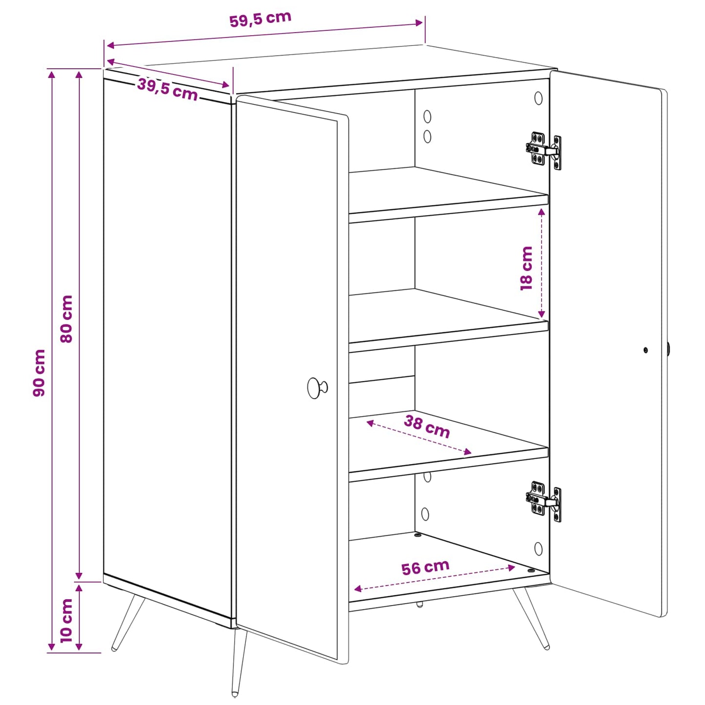 Schoenenkast BREDA 59,5 x 39,5 x 90 cm Bewerkt hout is nu te koop bij PeponiXL, paradijselijk wonen!