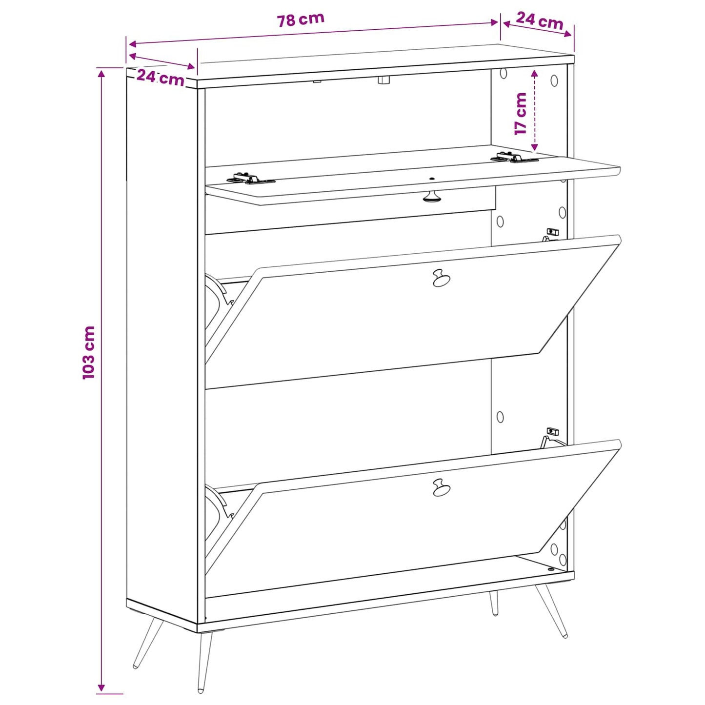 Schoenenkast BREDA 78 x 24 x 103 cm Bewerkt hout Hoogglans Wit is nu te koop bij PeponiXL, paradijselijk wonen!