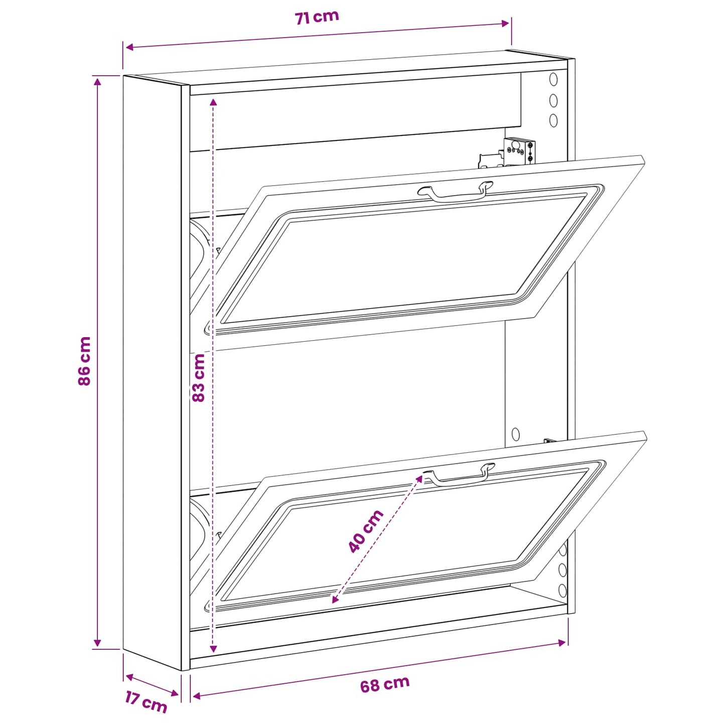 Wandgemonteerde Schoenkast UTRECHT 71 x 17 x 86 cm Bewerkt hout is nu te koop bij PeponiXL, paradijselijk wonen!