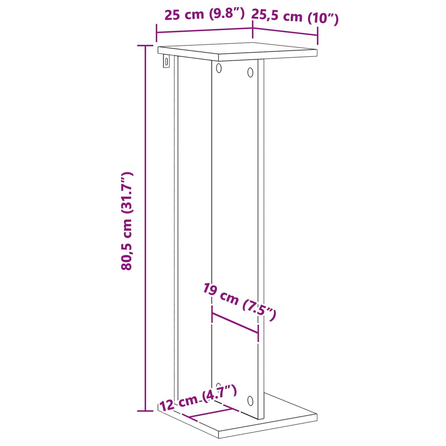 Plantenstandaard 2 pcs Wit 25 x 25,5 x 80,5 cm is nu te koop bij PeponiXL, paradijselijk wonen!