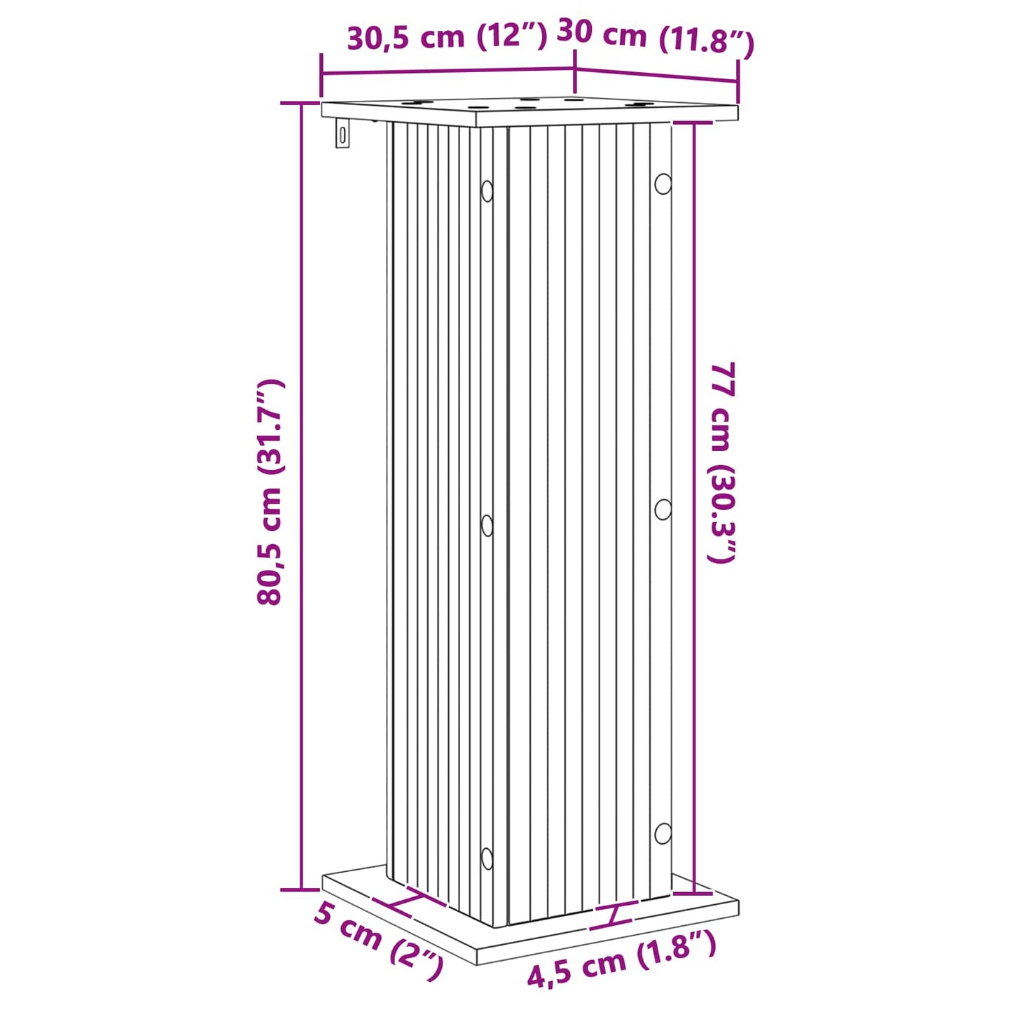 Plantenstandaard 2 pcs Wit 30,5 x 30 x 80,5 cm Bewerkt hout is nu te koop bij PeponiXL, paradijselijk wonen!
