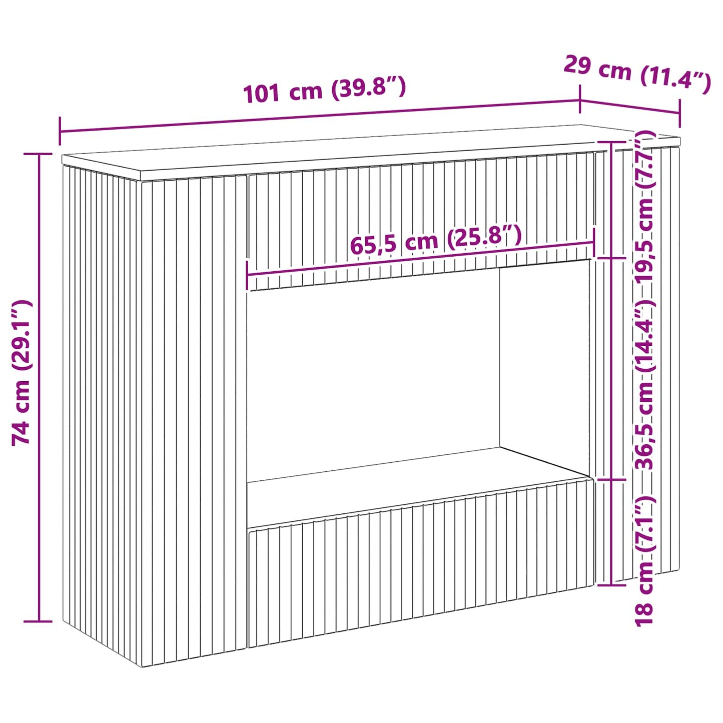 Wandtafel Gestreept Zwart 101 x 29 x 74 cm Geconstrueerd hout is nu te koop bij PeponiXL, paradijselijk wonen!