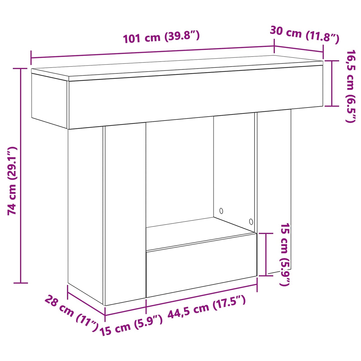 Zwarte Eik 101 x 30 x 74 cm is nu te koop bij PeponiXL, paradijselijk wonen!
