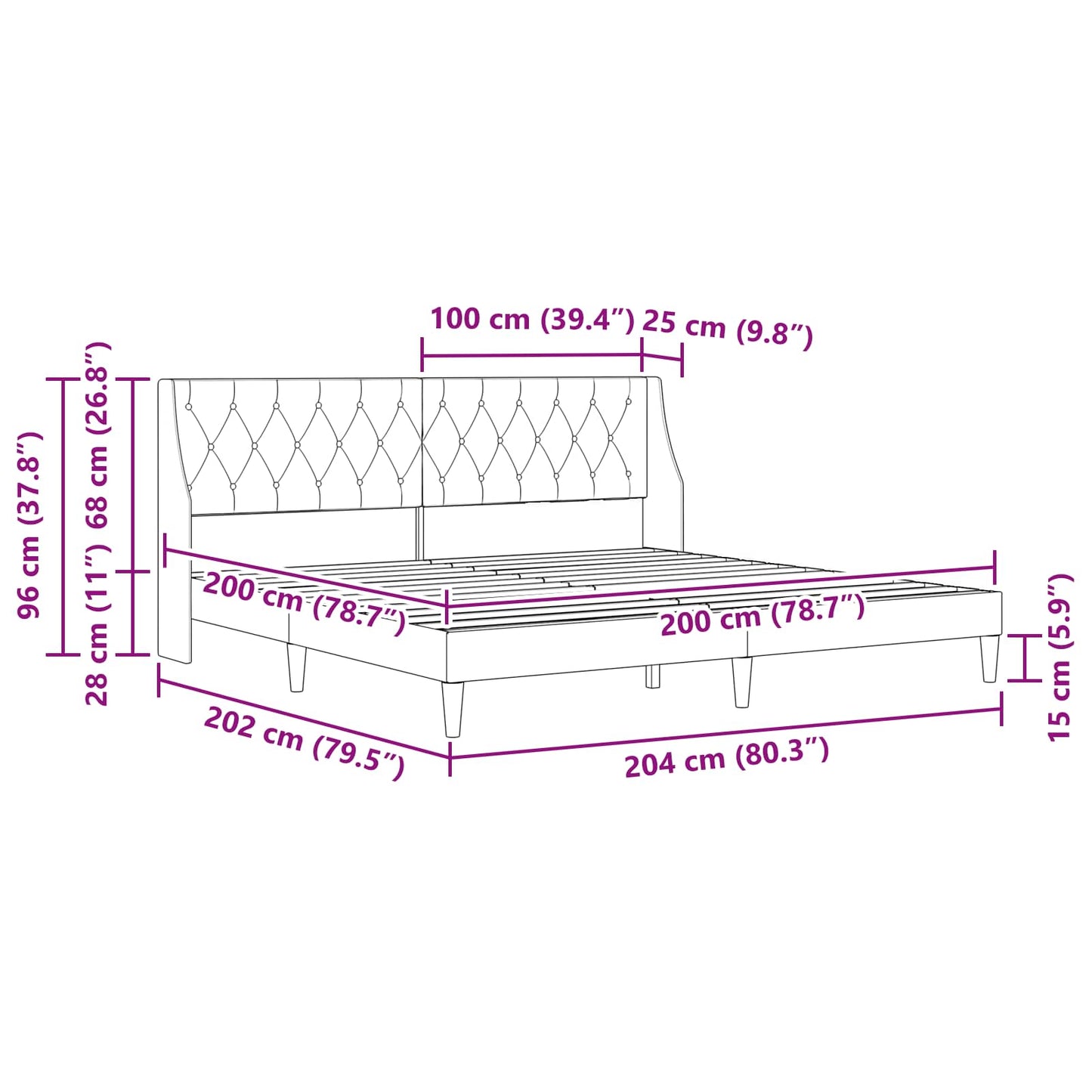 Bedframe met hoofdeinde Lichtgrijs 200 x 200 cm Fluweel is nu te koop bij PeponiXL, paradijselijk wonen!