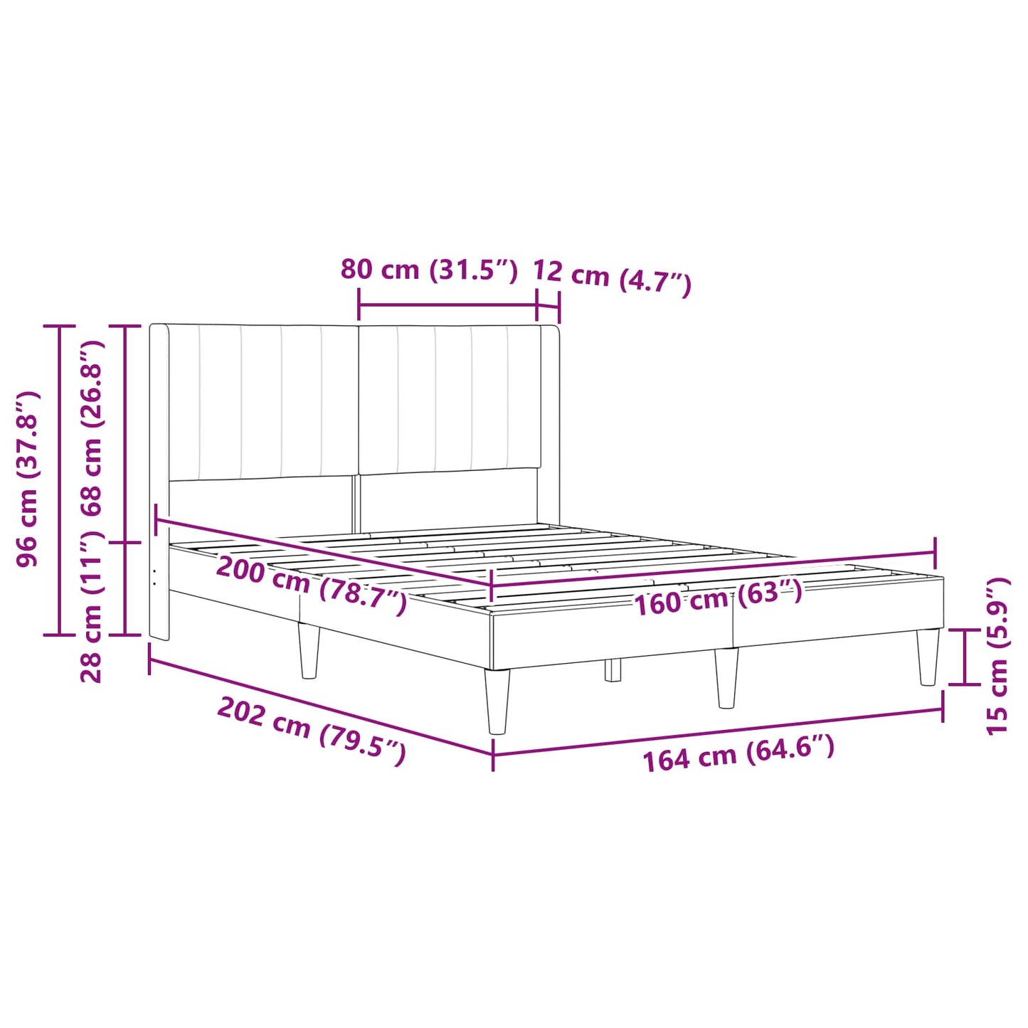 Bedframe met hoofdeinde Donkergrijs 160 x 200 cm Fluweel is nu te koop bij PeponiXL, paradijselijk wonen!