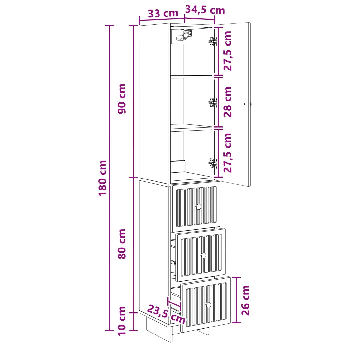 Kastenset 2 pcs 33 x 34,5 x 90 cm Bewerkt hout is nu te koop bij PeponiXL, paradijselijk wonen!