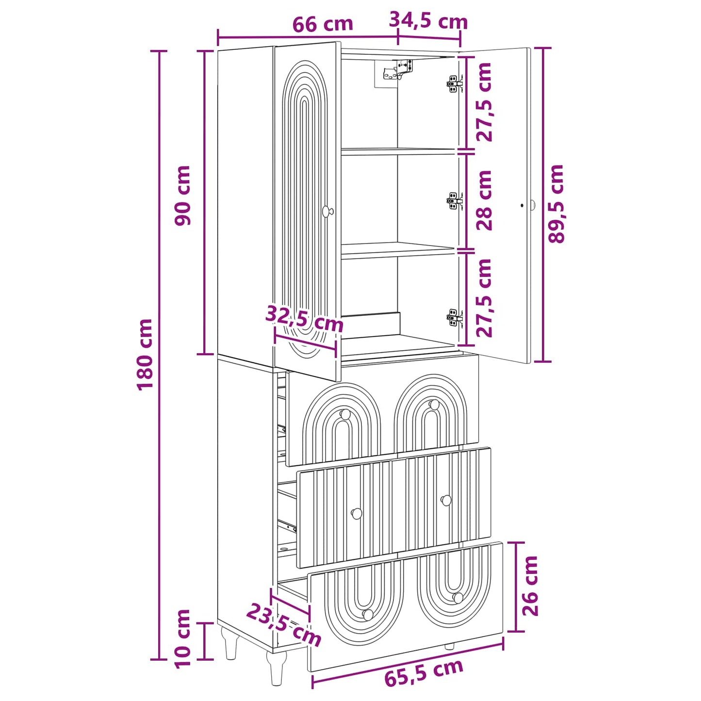 Kastenset 2 pcs 66 x 34,5 x 90 cm Bewerkt hout is nu te koop bij PeponiXL, paradijselijk wonen!