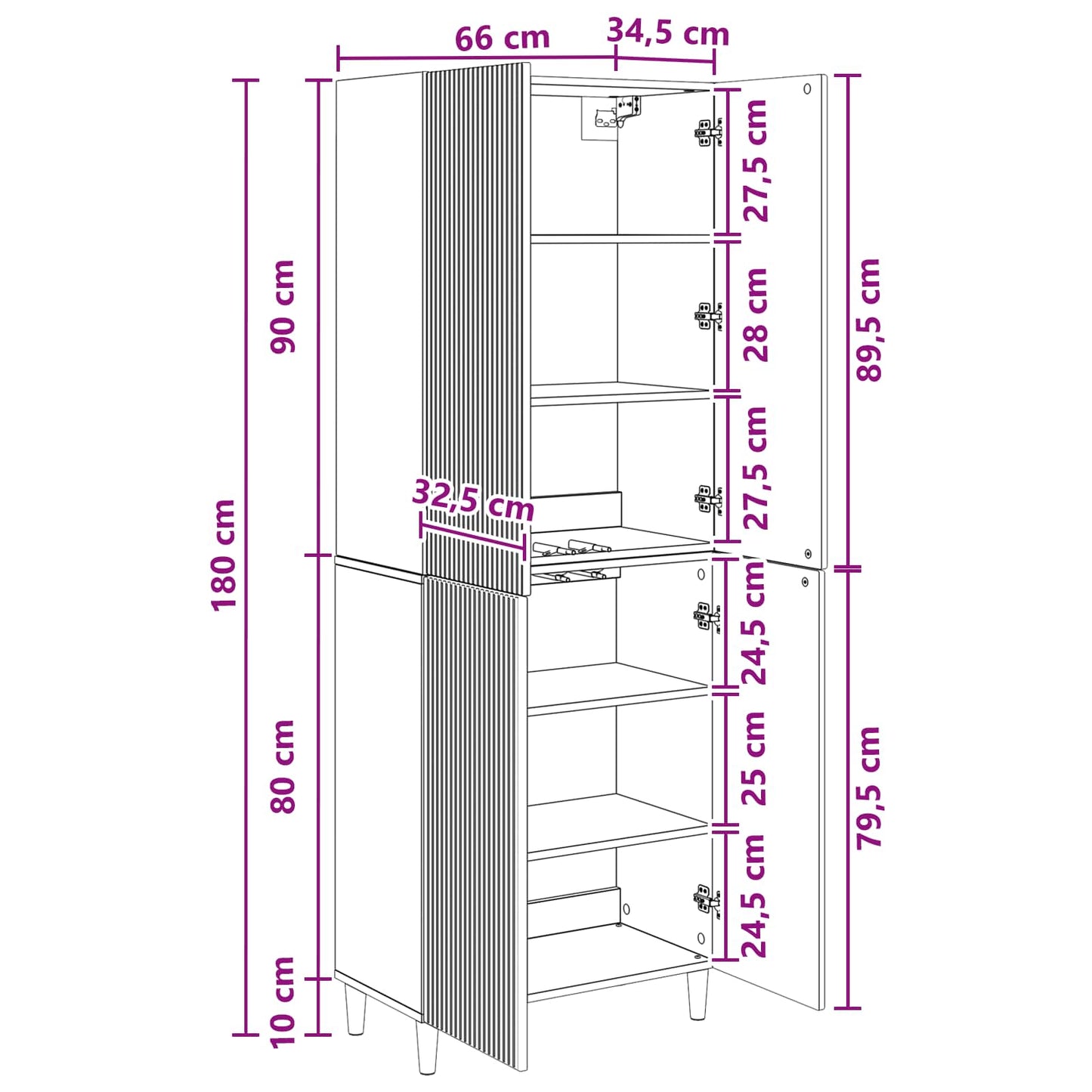 Kastenset 2 pcs 66 x 34,5 x 90 cm Bewerkt hout
