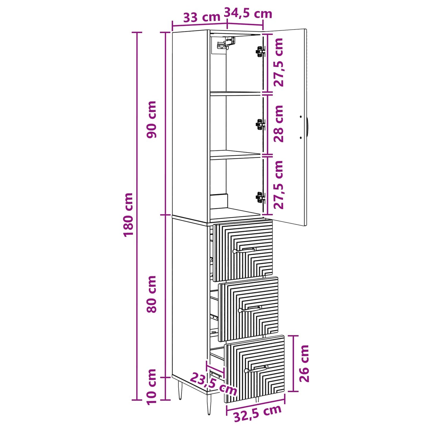 Kastenset 2 pcs Zwart 33 x 34,5 x 90 cm Bewerkt hout is nu te koop bij PeponiXL, paradijselijk wonen!