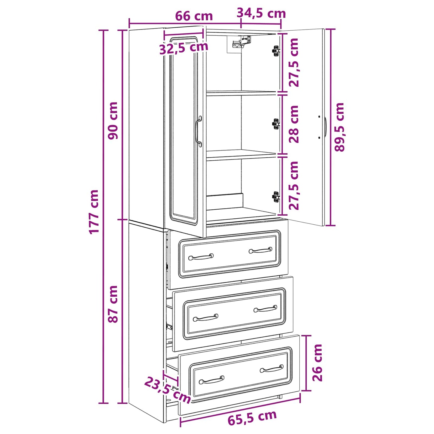 Kastenset 2 pcs Gerookt eiken 66 x 34,5 x 87 cm Bewerkt hout is nu te koop bij PeponiXL, paradijselijk wonen!