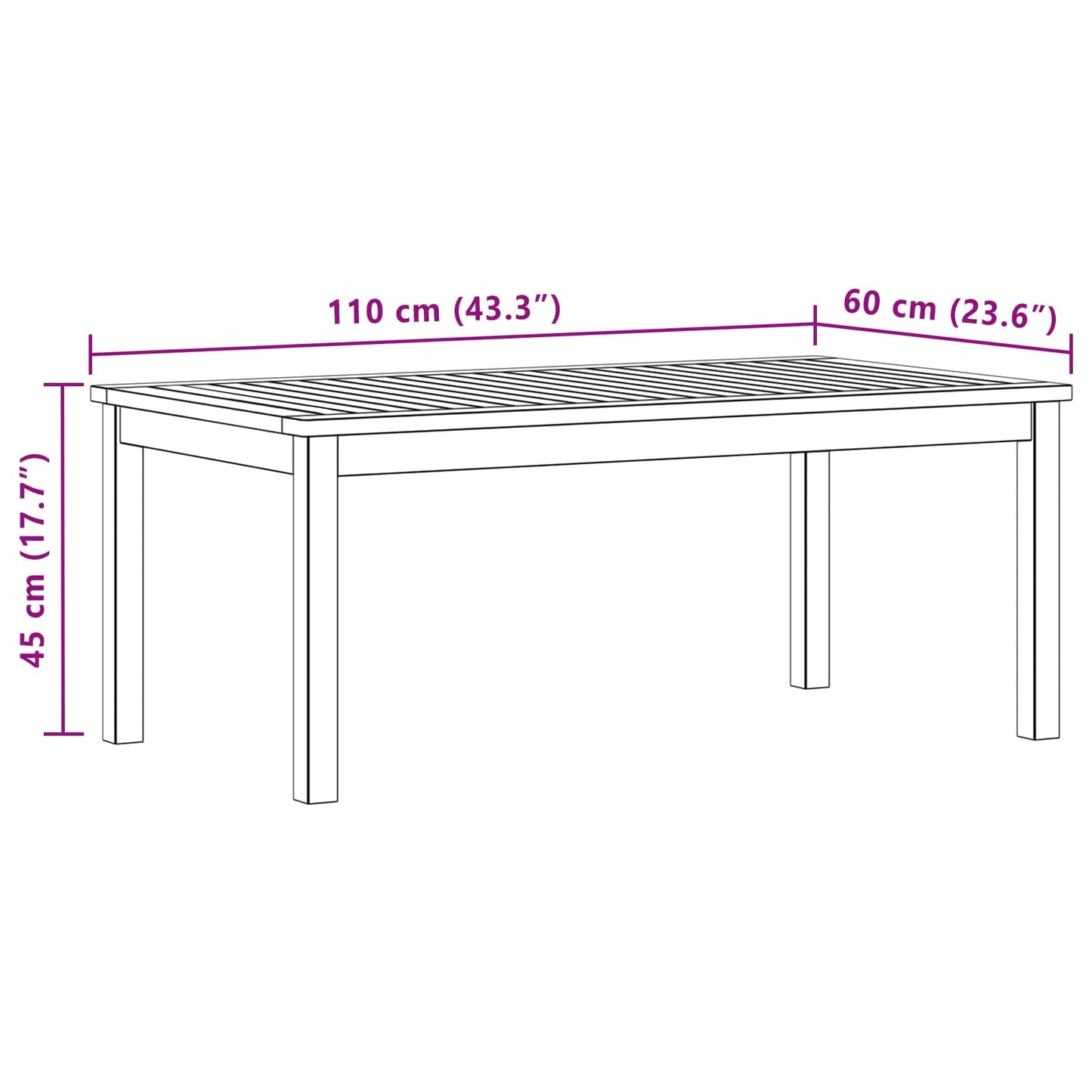 Salontafel Licht acacia 110 x 60 x 45 cm Massief Acaciahout is nu te koop bij PeponiXL, paradijselijk wonen!